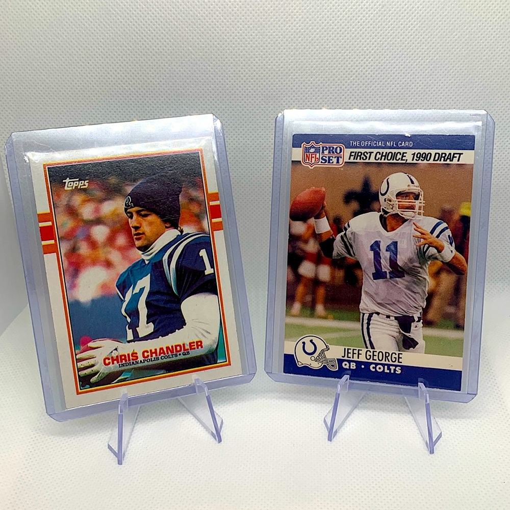 Indianapolis Colts Chris Chandler & Jeff George Rookie Cards NFL HOF QB in Case!